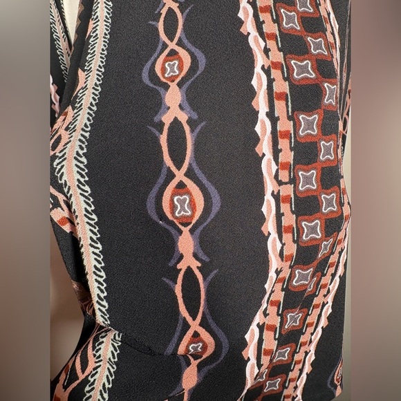 Free People Black and Pink Geometric Long Sleeve Mini Dress - Picture 6 of 12